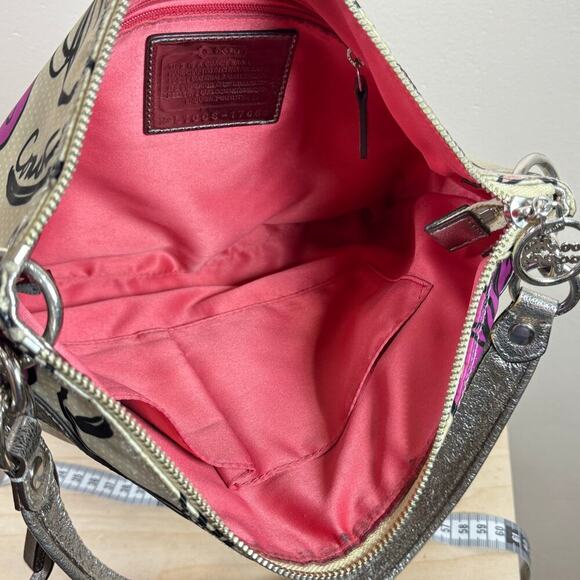Coach Poppy Print Shoulder Bag Purse Y2K 90s Silver Hardware Pink - Picture 8 of 13